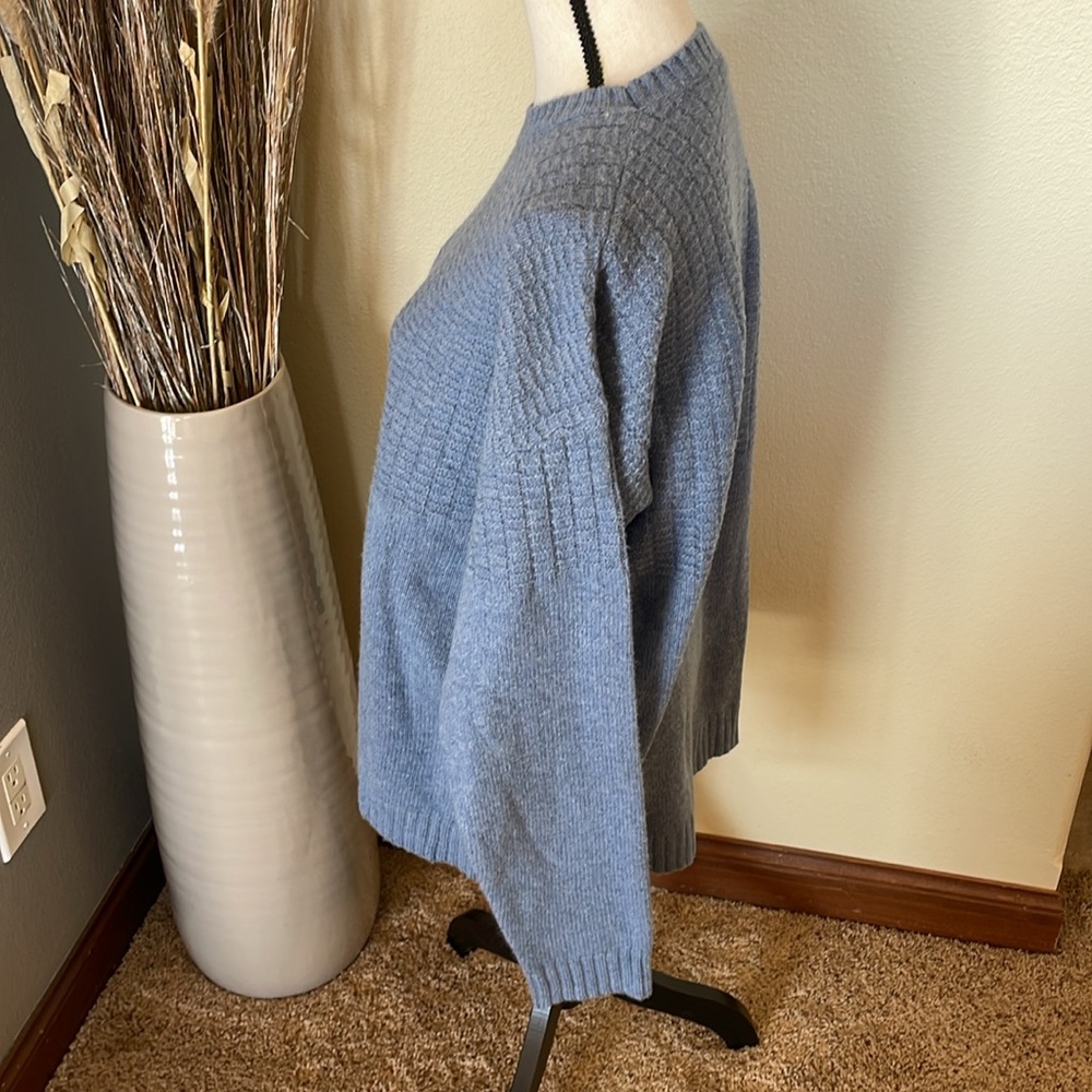 Sundance Chunky Knit Wool Blend Fisherman Oversized Blue Sweater Size Large - Picture 4 of 9